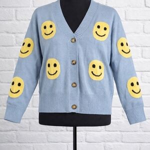 ChouYatou Smiley Face Cardigan Sweater – Women’s Large